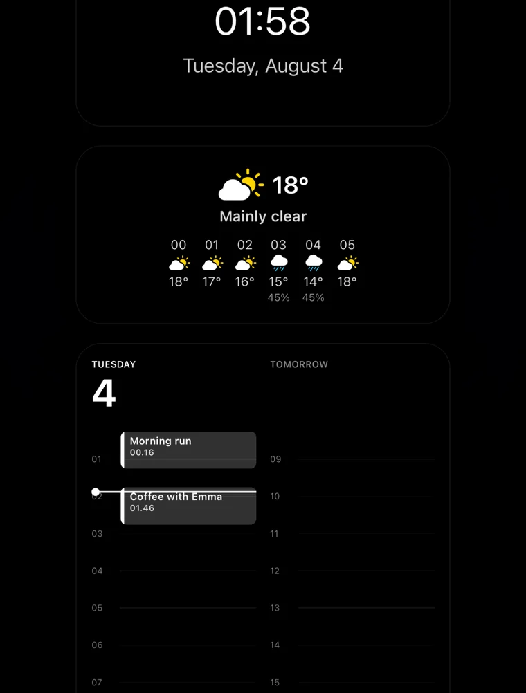 Three Smile widget sizes with different typefaces and colours
